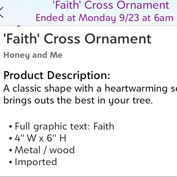 Honey and Me- 'Faith' Cross- silver/gold hue tin vintage rustic design decor-NWT - Picture 4 of 4